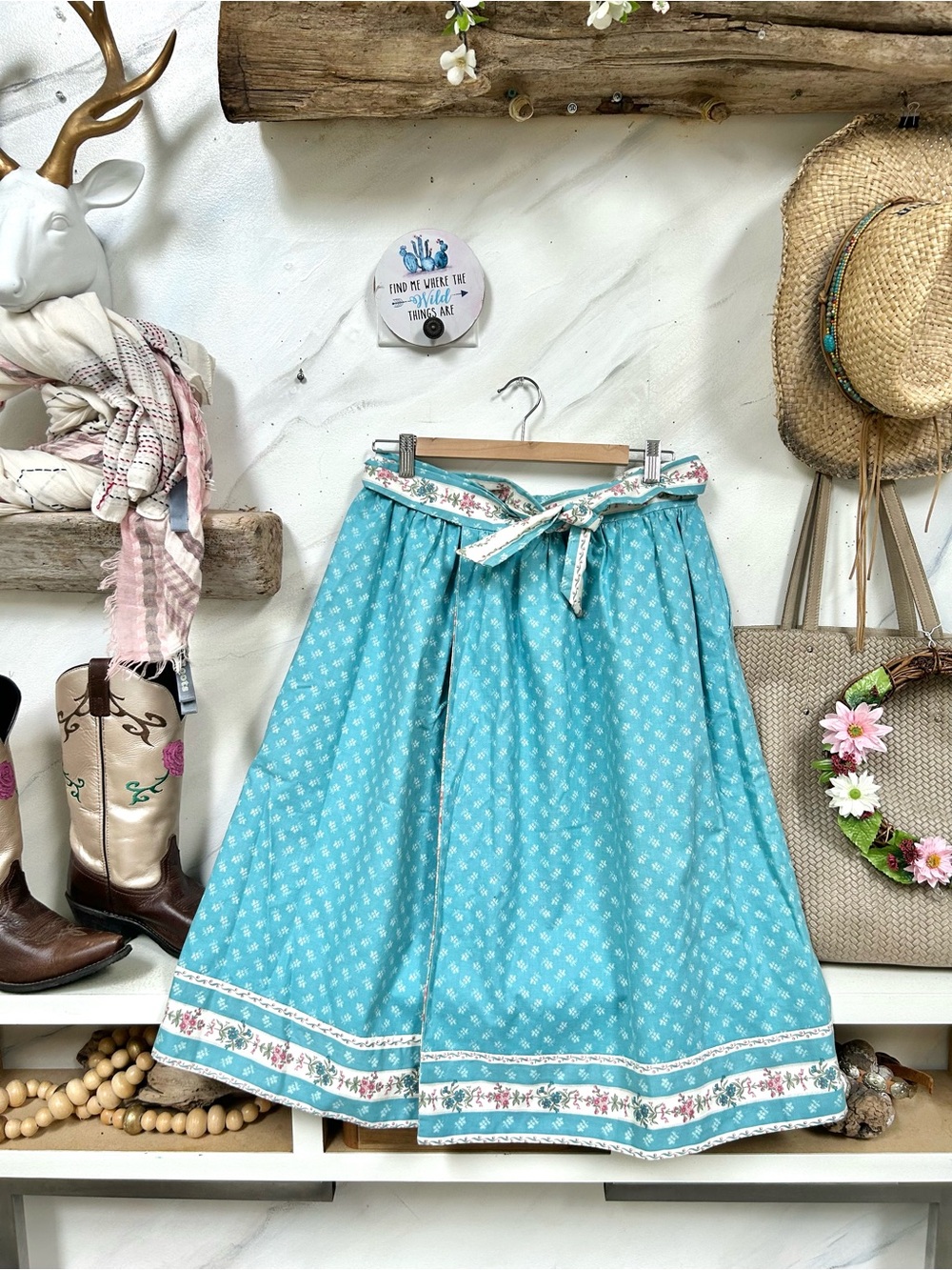 Cottagecore prairie 2 in 1 boho wrap around skirt w prairie granny peasant vibe